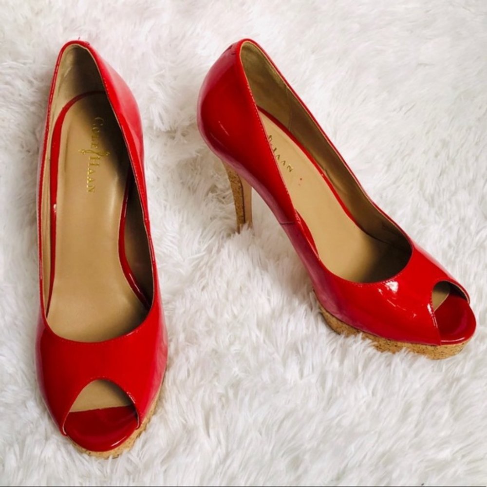 cole haan Mariela Peep Toe Cork Platform Pump 9.5 - Picture 3 of 8